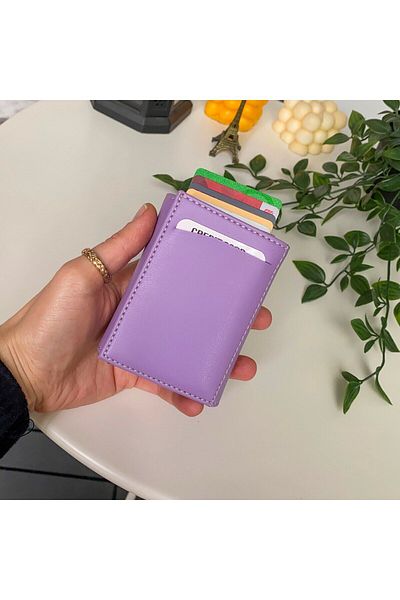 Modica Laura Original - Vegan Leather, Rfid Protected, Mechanized Card Holder Lilac Wallet