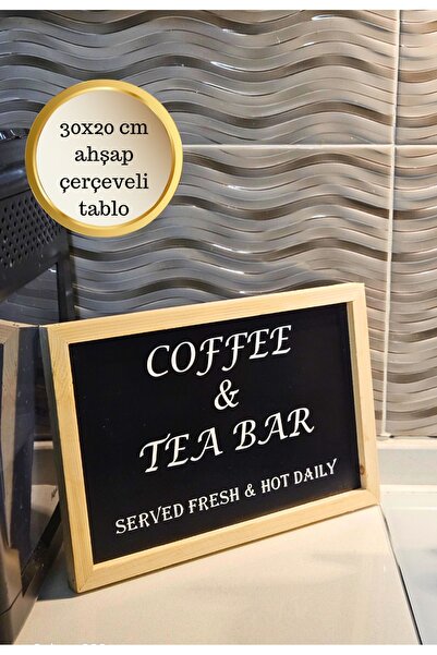 BRE HOME Tezgah üstü ahşap çerçeveli Coffee tea bar yazılı tablo mutfak kahve...