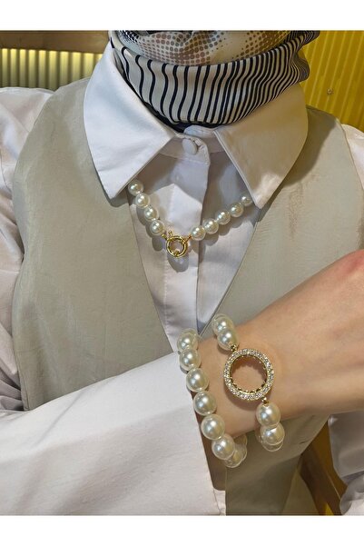 BEYBACO KİLİT SİSTEMLİ İNCİ KOLYE VE ÇEYREK ALTIN UYUMLU DÜNYA MODEL İNCİ BİL...