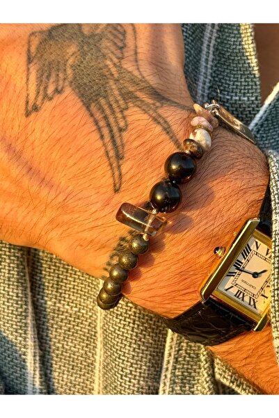 CAPO by Aytaç Yamaç Men's Bracelet - Shungite, Smoky Quartz, Pyrite and Tourmaline Stone, Protective and Abundant Energy