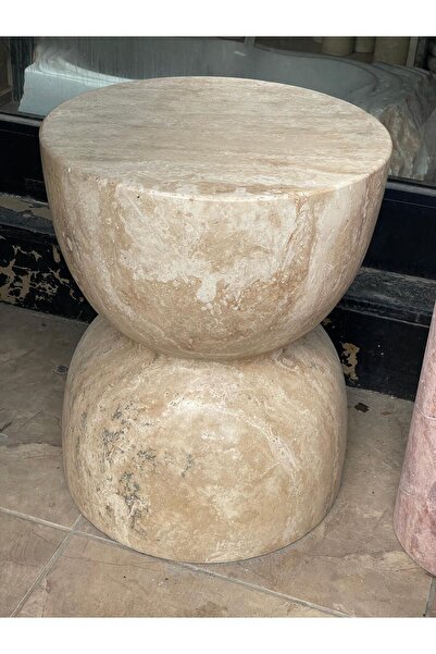 Polen Stone Traverten bardak model orta ve yan sehpa