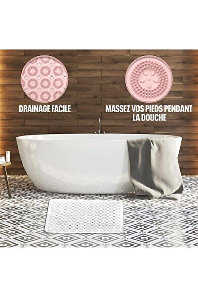 MAİN SHOP Квадратний масажний силіконовий килимок для ванни та душу, білого к...