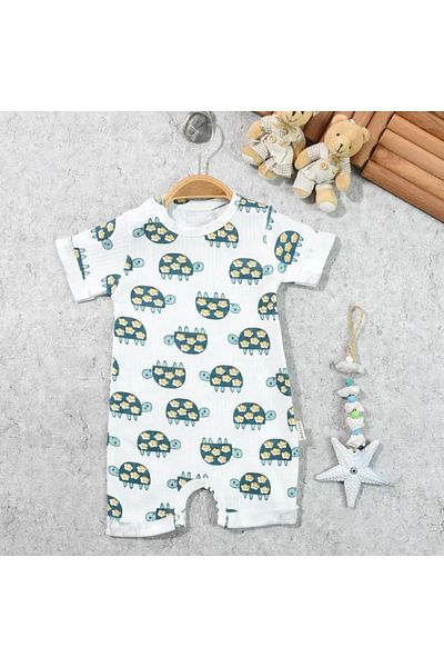 Bebelop Floral Turtle Patterned Baby Girl Jumpsuit with Report