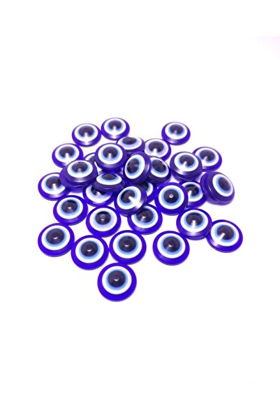 50 Pieces 1.6 cm Flat Plastic Evil Eye Beads Without Holes.