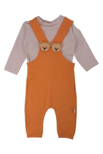 Bebelop Baby Boy Teddy Bear Head Jumpsuit T-Shirt Salopet Set of 2