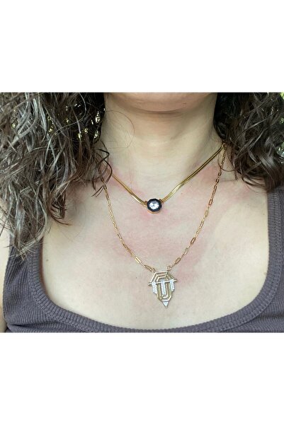 Çelik طقم قلادة مكون من قطعتين من Serenay Gold Premium