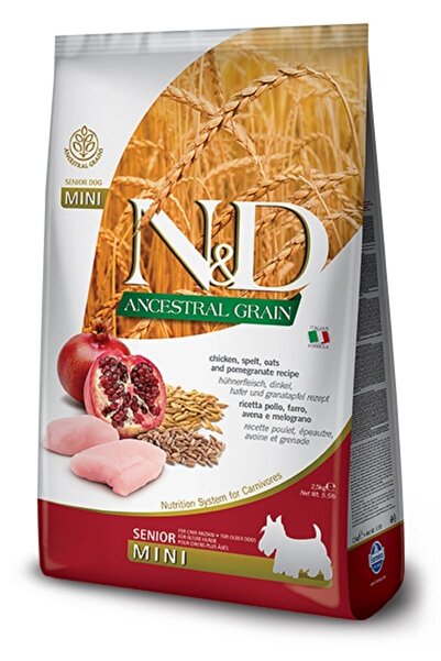 N&D Nd Ancestral Graın Mini Senior 2,5kg Köpek Düşük Tahıllı Tavuklu Narlı Il...