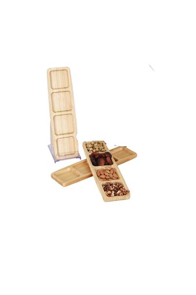 Bambum 3-Piece Snack Bowl with Compartments - Breakfast - Sunmluk Serving Plate Set