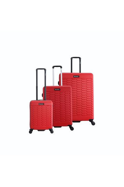 Discovery Reptile ABS Set, TSA Lock, Expandable, 4 Double Wheels, 3pcs (20+24+28 Inch) Red