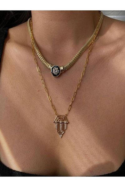 şira sirius Goldfarbenes Leyla Serenay 2-Teiliges Trend-Halskettenset
