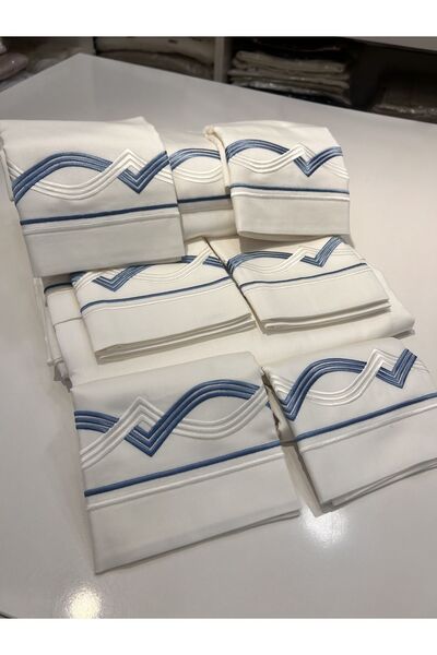 incisecrethome طقم غطاء لحاف مطرز من الساتان القطني 100% - مزدوج / 6 قطع |   جودة فاخرة/أناقة