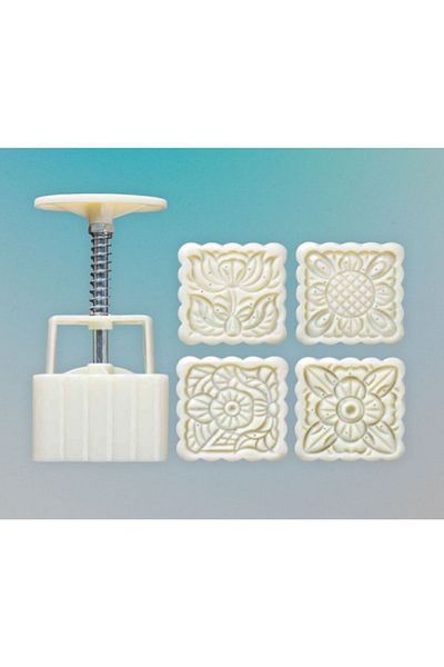 Şenhomee Square Mooncake Press-on 4-Piece Cupat Set Cookie Mold