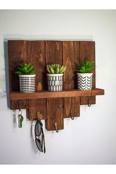 Bidolushop 5-Hook Hanger Flower Pot Wall Shelf