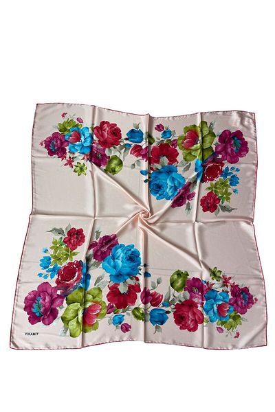 PİRAMİT 90cm X 90cm Pyramid Digital Printed Floral Pattern Powder Scarf - Es-14