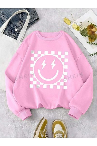FAVORİST Φούτερ Crew Neck Oversize - DAMALI SMİLE Printed