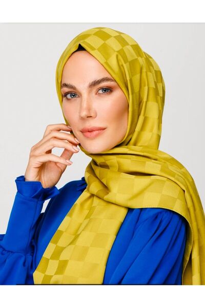 Trablus Γυναικείο μεταξένιο σάλι ζακάρ με σχέδιο δαμάσκηνο