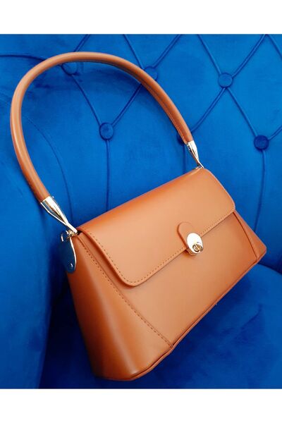 SHIKIRTI Geantă de umăr pentru femei cu capac auriu - Închidere cu blocare