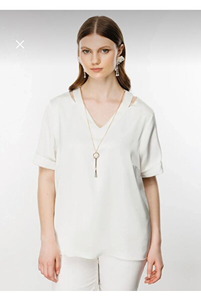 Store Saten ekru gömlek