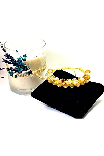 Ayşe Melek Home Citrine Energy Boosting Natural Stone Bracelet - Double Row P...