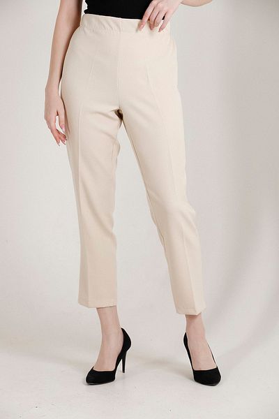 Mogi Butik Women's Large Size Carrot Leg Lycra Woven Trousers 3044