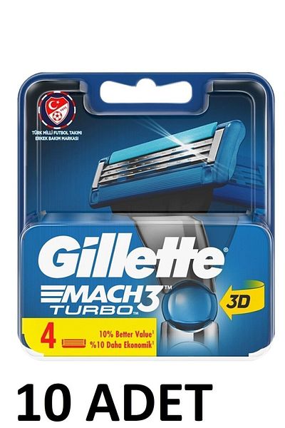 Gillette Mach3 Turbo 3D 4-Piece Spare Blade30142603313063 X 10 Pieces