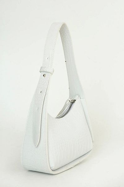 bag&more Geantă baghetă albă cu model de crocodil de damă
