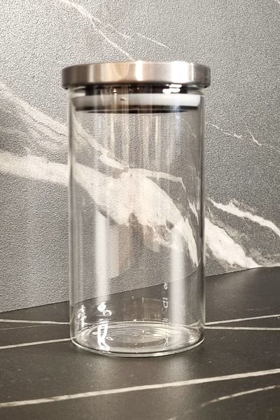 color house 300ml Round Jar - 6 Pieces Spice Dispenser Borosilicate with Steel Lid and Vacuum