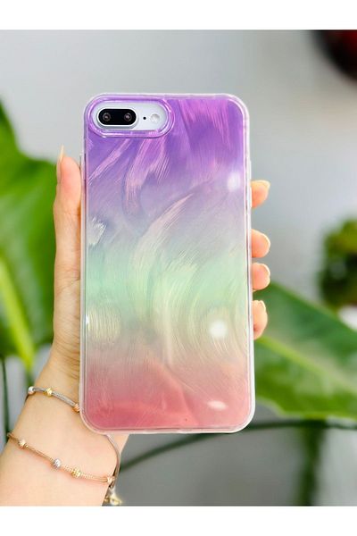 Go Aksesuar حافظة سيليكون بنمط انتقالي ملون متوافق مع هاتف Iphone 7 Plus و8 Plus