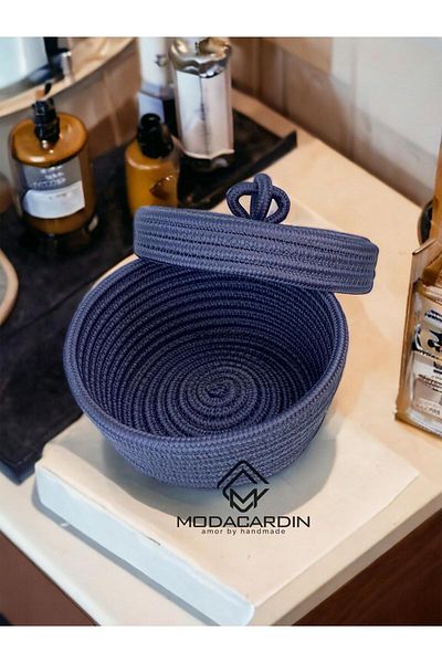 JÜTEX HOME Organizator din iuta din rachita - cu capac pentru cos
