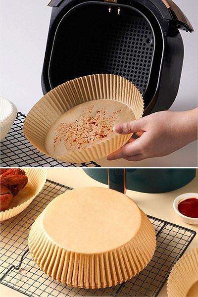 safestore 50 Pieces Air Fryer - Disposable, Oil-Proof and Non-Stick Baking Paper, Round Plate Model
