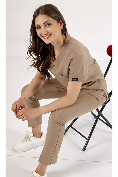 Uçak Medikal Tricou Bej Novo Uniform Team Asistentă și Doctor