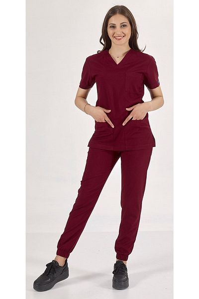Uçak Medikal Set uniformă Burgundy Jogger