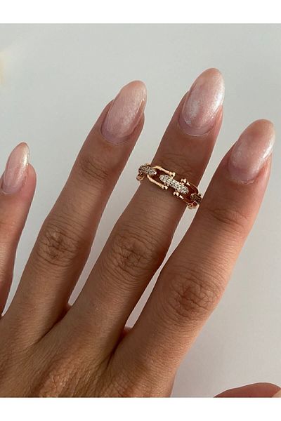 ringbox Gold Brand Model Zircon Stone Chain Ring