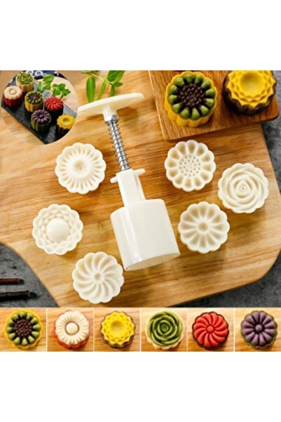 KOÇAKELEKTRONİK اضغط على مجموعة كعكة القمر المكونة من 7 قطع لصنع الكوكيز، يمك...