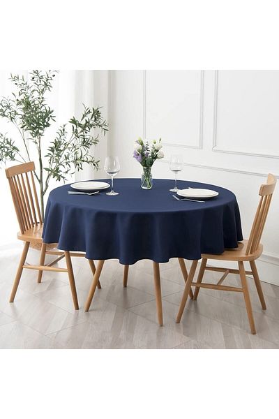 Zeren Home Față de masă rotundă, fără coturi, rezistentă la lichide, bleumarin
