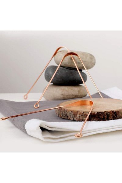 Keyfi Sepet Ayurvedic Yoga Tongue Cleaning Apparatus - Real Copper, Scraper Stripper Stick