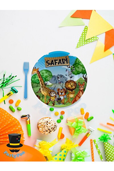PartyPoo Safari Temalı 8'li Tabak Bardak Seti | Doğum Günü Parti Süslemesi Ve Dekorasyonu