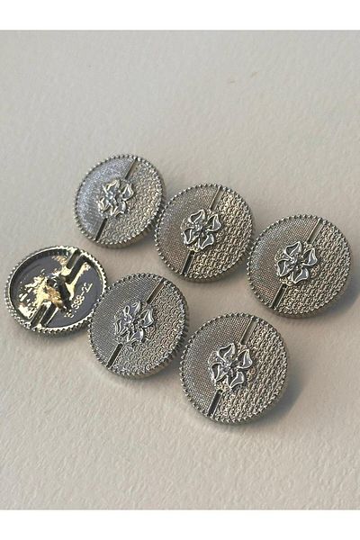 ODDA TASARIM ATÖLYESİ Silver Colored Ribbon Design Coat and Jacket Button Set