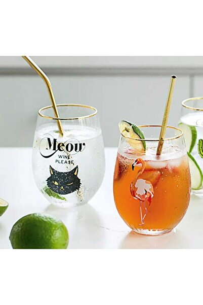 Genel Markalar Paslanmaz Gold Çelik Pipet 4lü Set Ve Temizleme Fırçası Altın Pipetler Sunum Dekor