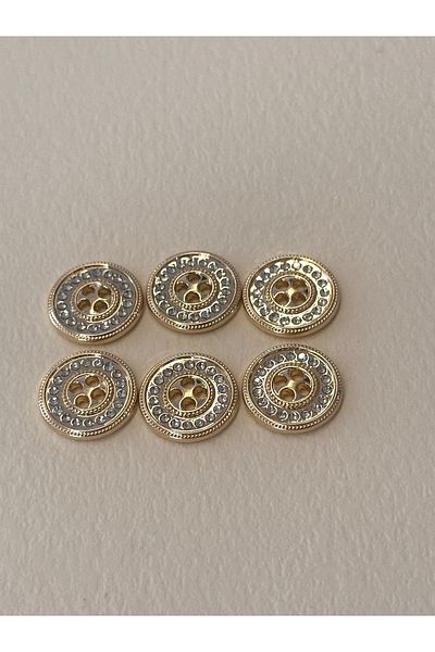 ODDA TASARIM ATÖLYESİ Gold 4 Holes 24 Sizes Single Row Crystal Jewelled Button Set