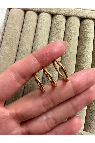 ringbox Gold 3-Piece Steel Stainless Anti-tarnish Earring Set