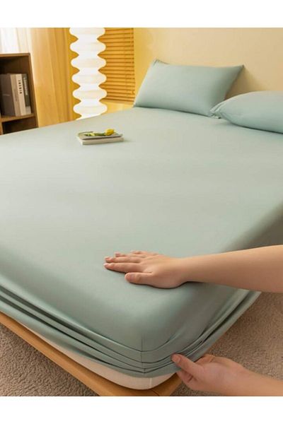 Totem Ranforce Mint Green Cotton Elastic Sheet Set with Pillowcase