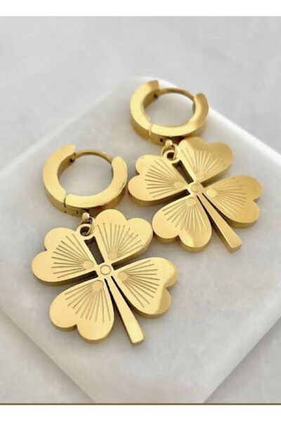 Bahar Takı ve aksesuar Kadın Çelik Kolye Yonca Set Takım