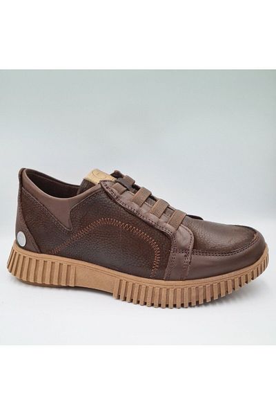 Mammamia D24KA-3375 Piele naturală nubuc de culoare cacao - Pantofi casual de damă cu șireturi din cauciuc