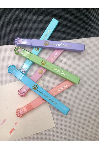 Meyra Accessories Luxury Cat Paw 6-Piece Set of Phosphorescent Pencils Colorful a Quality Preschool Student Gift Felt Pen