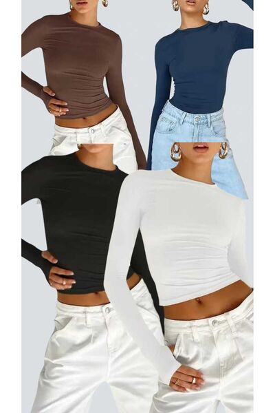 GARDIROZA Crew Neck - Basic Body με λεπτομέρεια στα δάχτυλα, 1 καφέ, 1 μαύρο,...