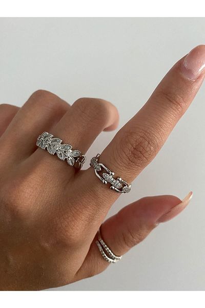 ringbox Silver Color Brand Model Zircon Stone Chain Ring
