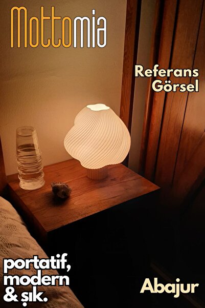 mottomia Modern and Minimal Designed Green Olive Creme Lampshade - Wired Night and Table Lamp