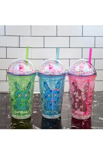 Keyfi Sepet Fruit Patterned Summer Light Cocktail - Lurex Sequin with Straw, Lime-Strawberry