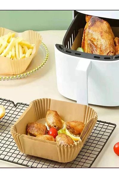 Keyfi Sepet Large Size Fryer Baking Paper Air Fryer Xl-xxl Square Plate Model Suitable for All Brands 50 Pieces
